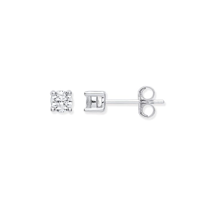 Silver CZ Stud Earrings