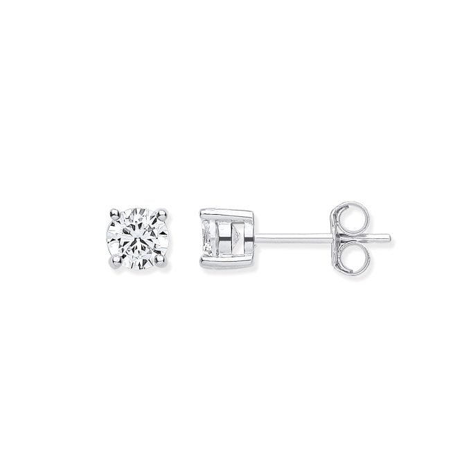 Silver CZ Stud Earrings