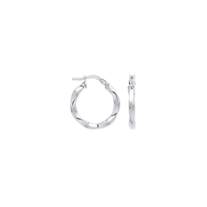 Silver Twist Hoop Earrings 18mm