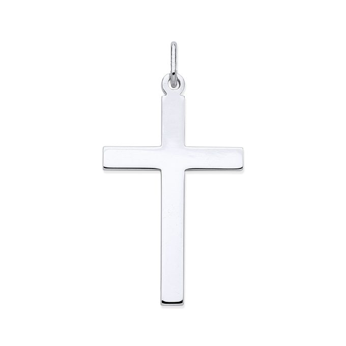 Traditional Plain Silver Cross and Chain