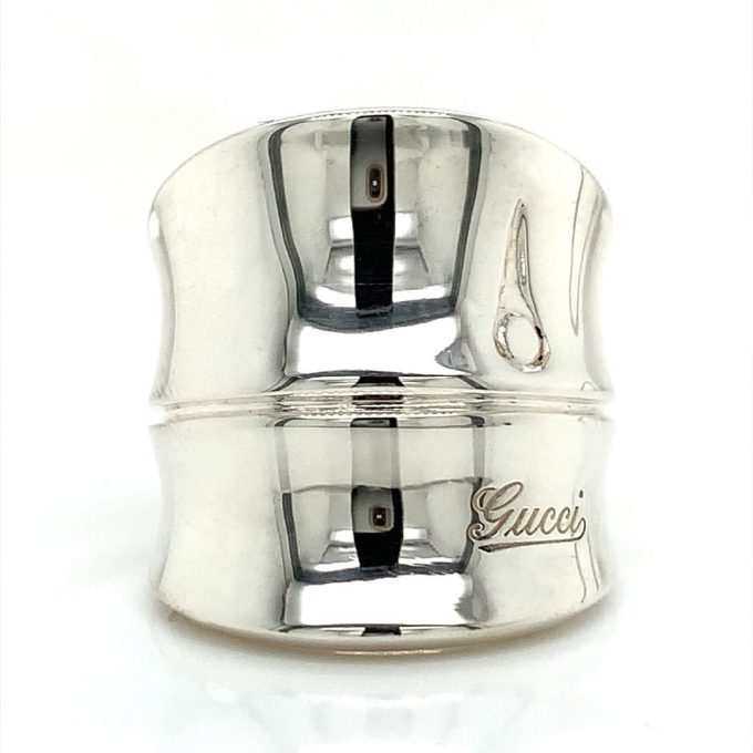 Ladies Gucci Silver Bamboo Ring - Image 4