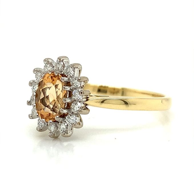 Yellow Tourmaline and Diamond Cluster Ring - Image 2