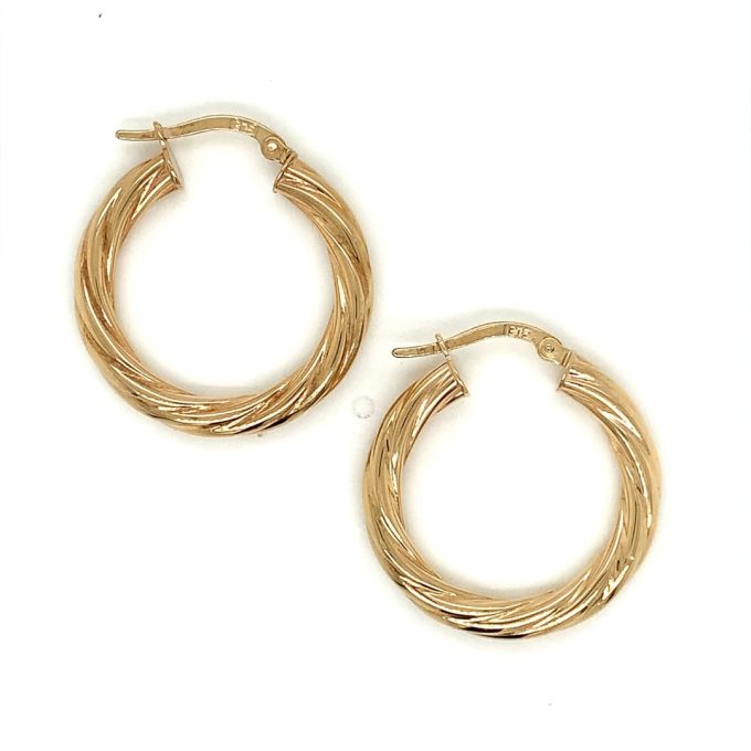 Yellow Gold Twist Hoop Earrings