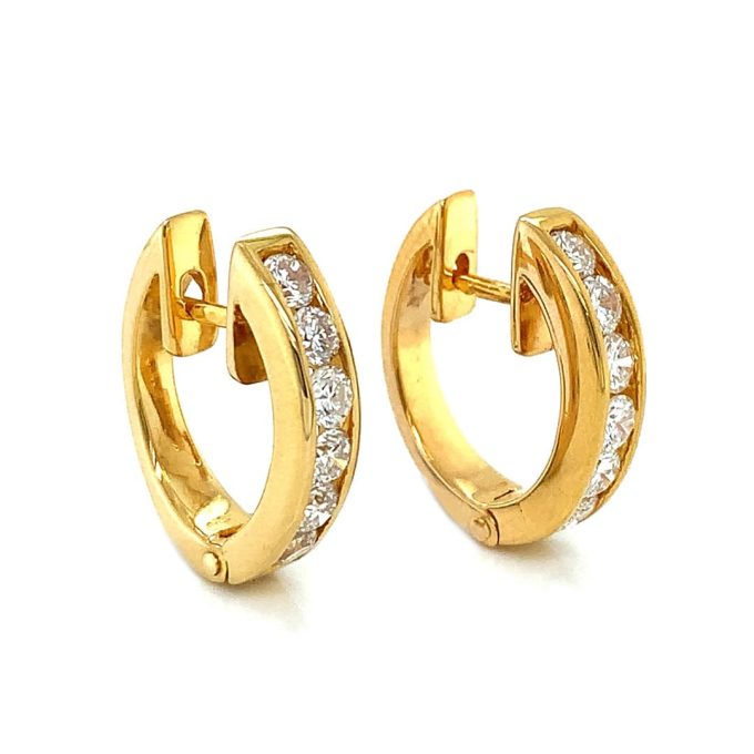 Yellow Gold Diamond Huggie Earrings