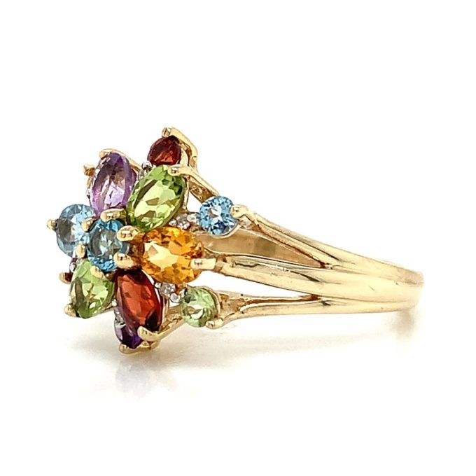 Multi Gem Gold Dress Ring - Image 2