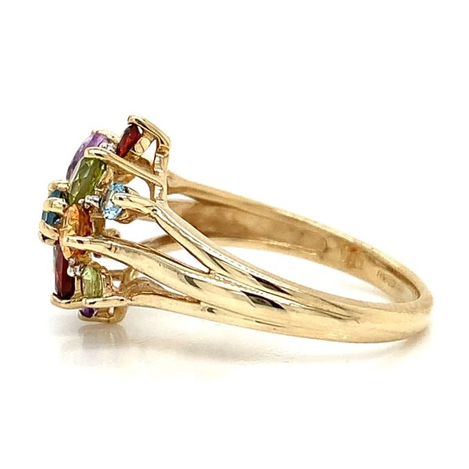 Multi Gem Gold Dress Ring - Image 3