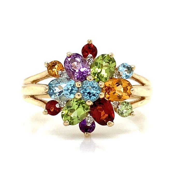 Multi Gem Gold Dress Ring