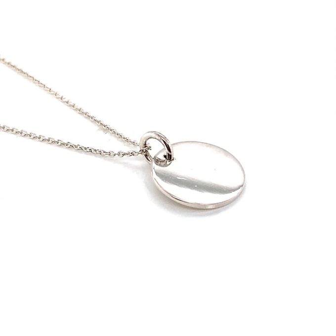 Silver Plain Disc Necklace - 16"