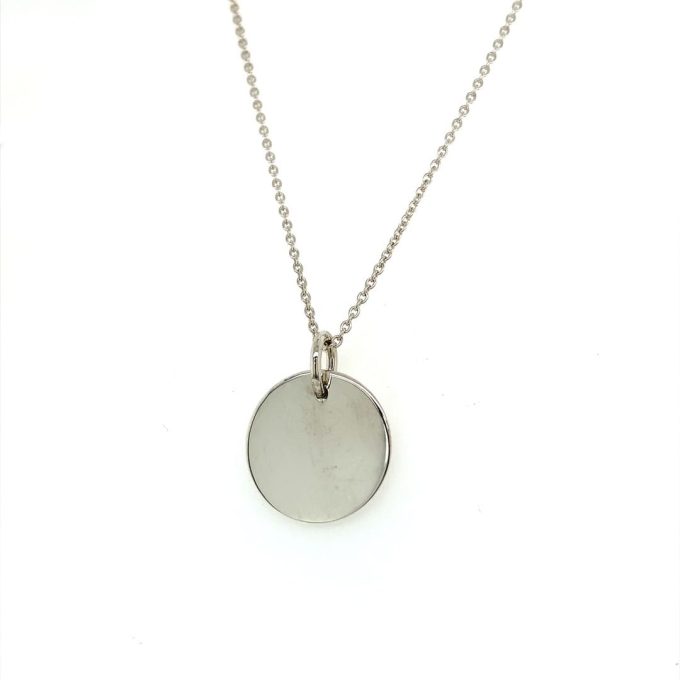 Silver Plain Disc Necklace - 16" - Image 2