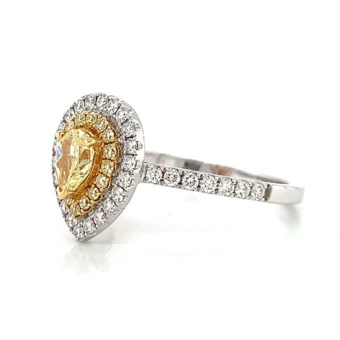 Yellow Pear Cut Diamond Pave Dress Ring - Image 2