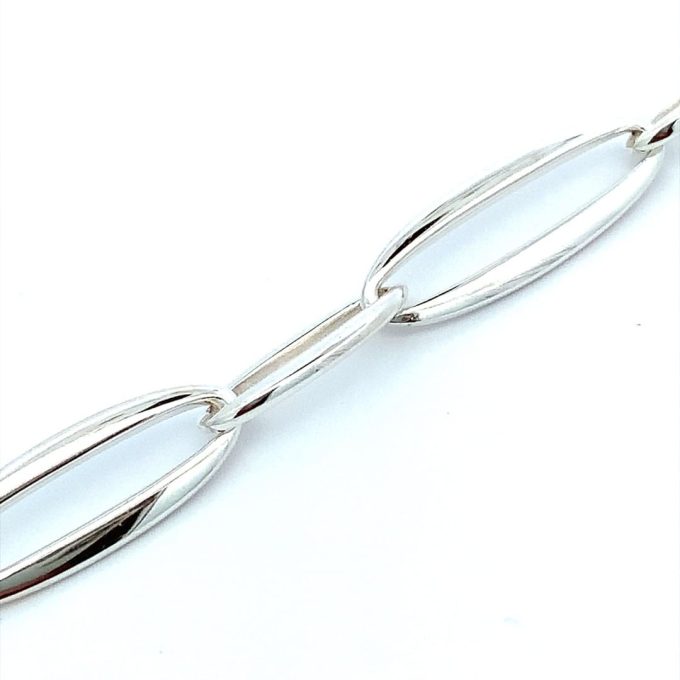 Silver Long Oval Link Bracelet - Image 2
