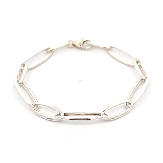 Silver Long Oval Link Bracelet