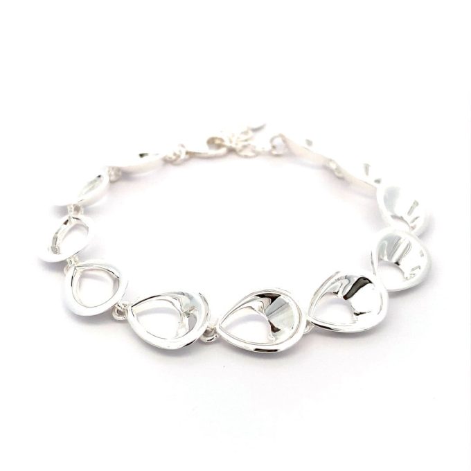 Silver Pear Link Bracelet