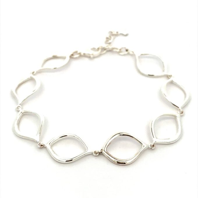 Silver Navette Link Bracelet