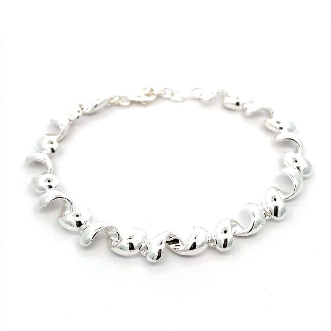 Silver Curl Link Bracelet