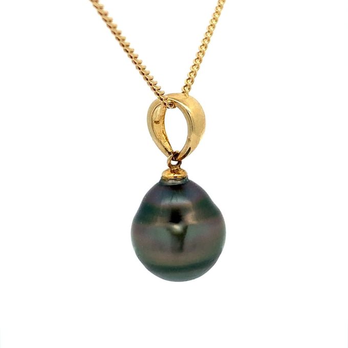 Black Pearl Yellow Gold Necklace - Image 2