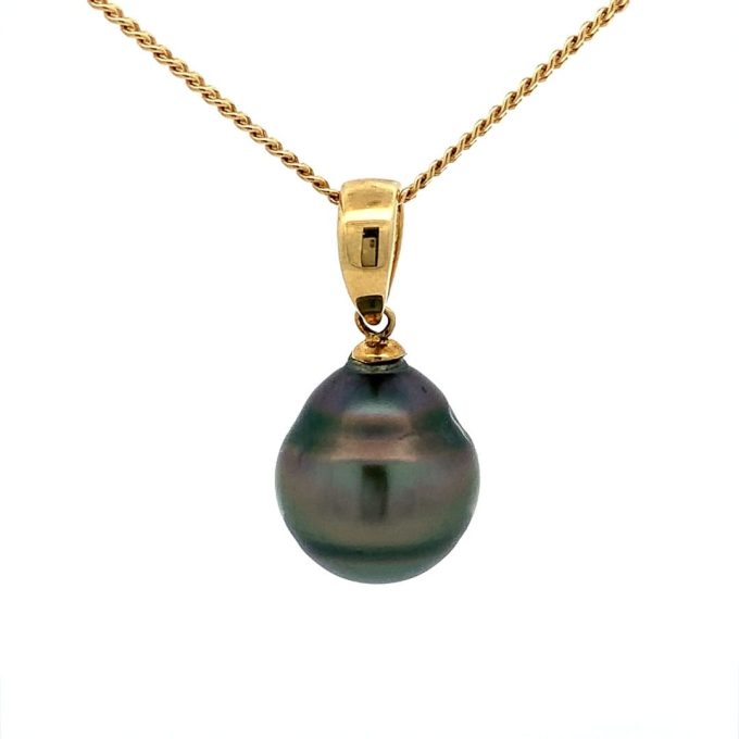 Black Pearl Yellow Gold Necklace