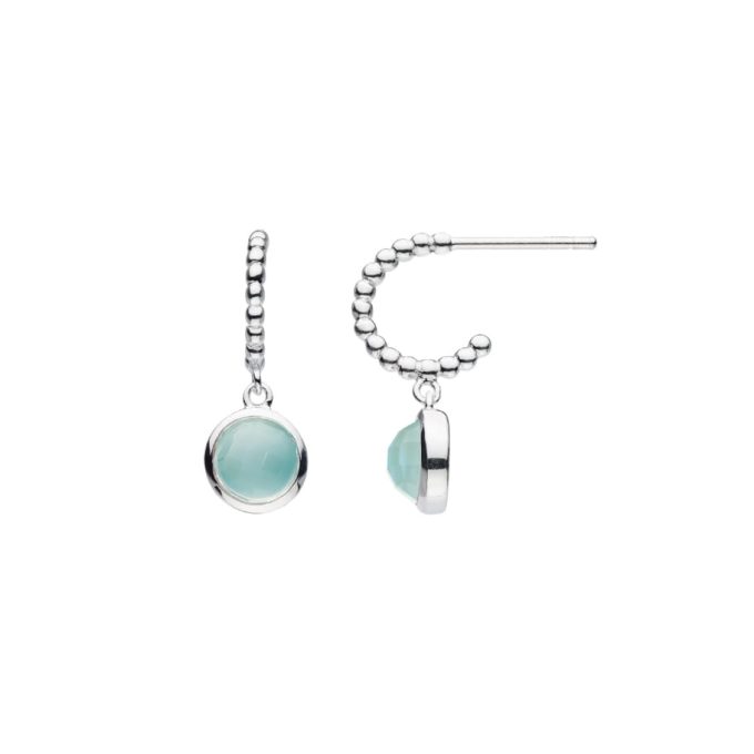 Blue Chalcedony Drop Hoop Earrings