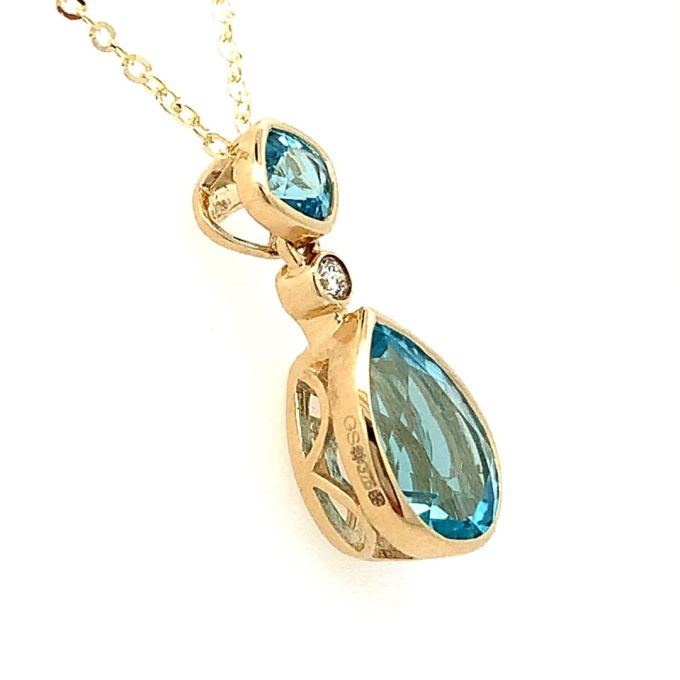 Yellow Gold Topaz and Diamond Necklace - Image 2