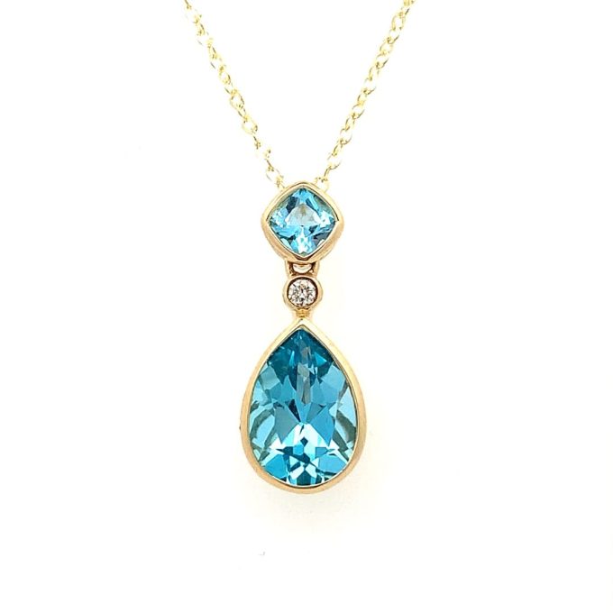 Yellow Gold Topaz and Diamond Necklace