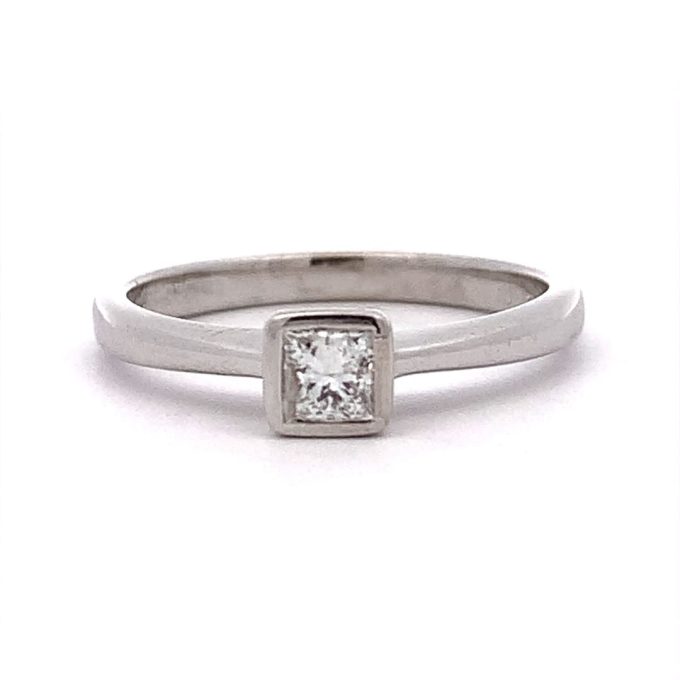 0.20ct Princess Diamond Rub-Over Solitaire Ring