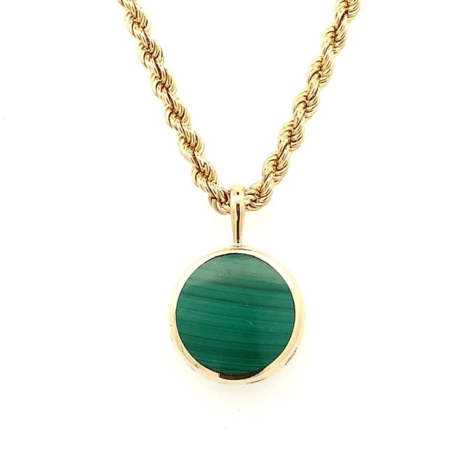 Vintage Stone Set Fob and Rope Chain
