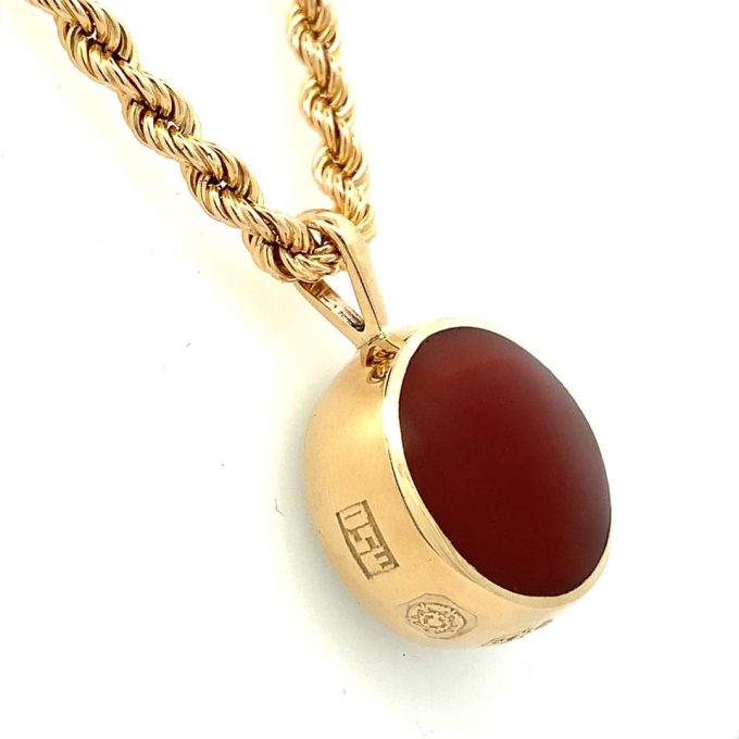 Vintage Stone Set Fob and Rope Chain - Image 5