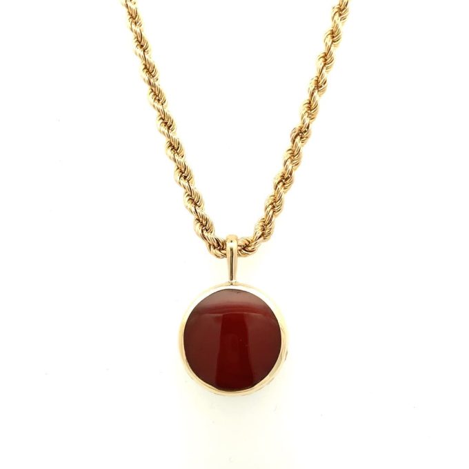Vintage Stone Set Fob and Rope Chain - Image 2