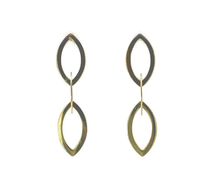 Long Navette Linked Drop Earrings