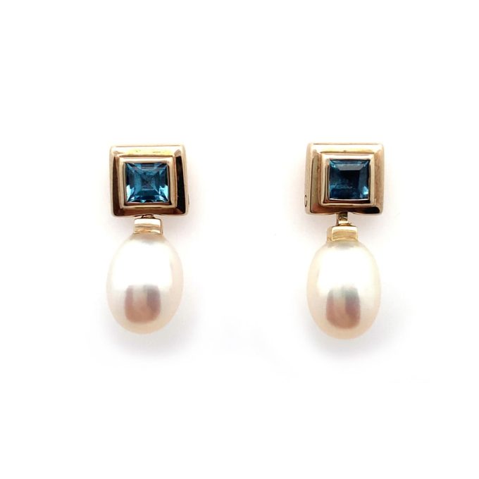 Topaz and Pearl Drop Earrings