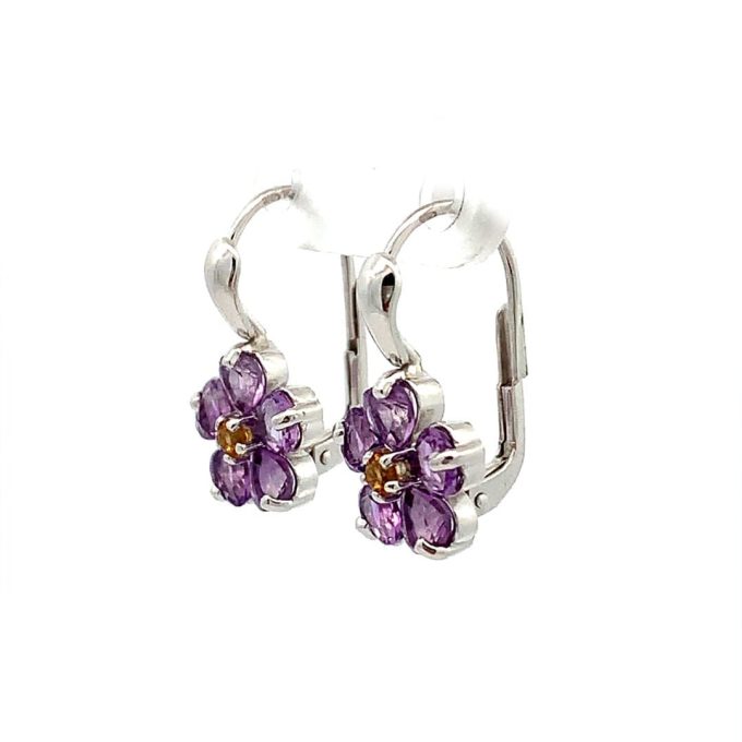 Amethyst Flower Drop Earrings - Image 2