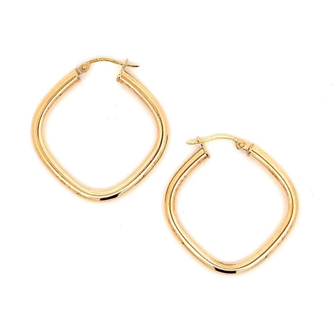 Yellow Gold Cushion Hoop Earrings