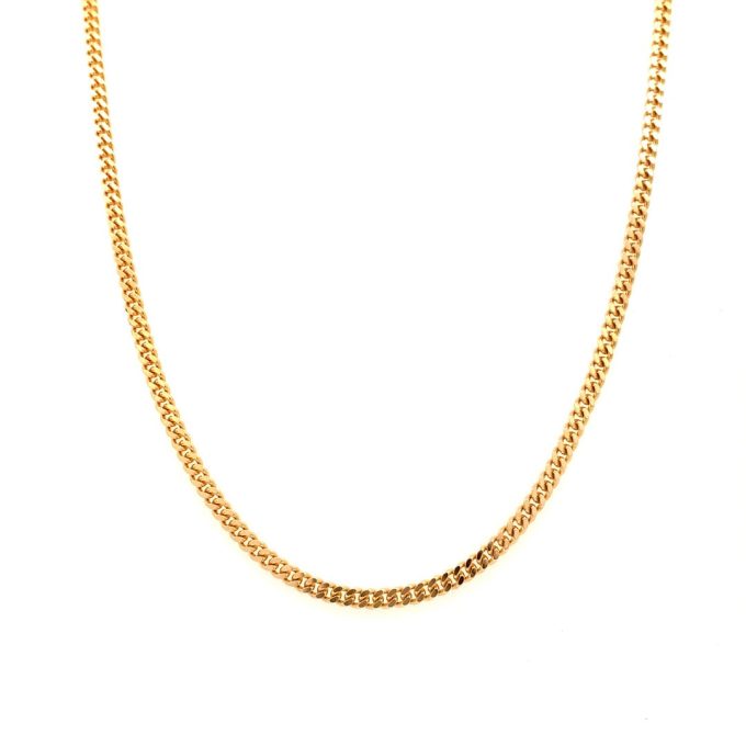Yellow Gold Flat Curb Link Chain - 18 Inch