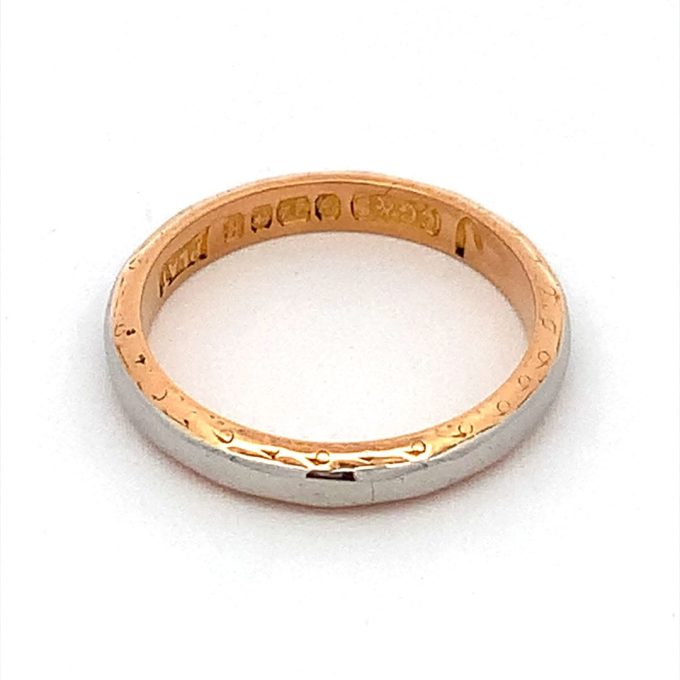 Vintage Platinum and Gold Ladies Band Size J - Image 2