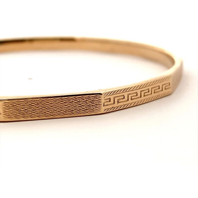 Vintage 9 Carat Yellow Gold Faceted Bangle - Image 3
