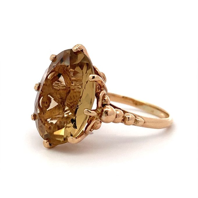 Vintage Yellow Gold Smoky Quartz Ring - Image 2