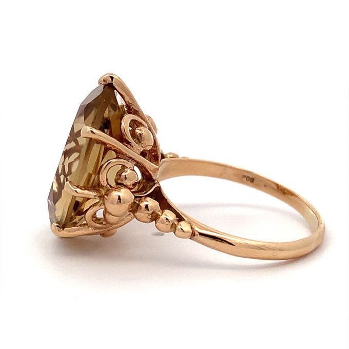 Vintage Yellow Gold Smoky Quartz Ring - Image 3