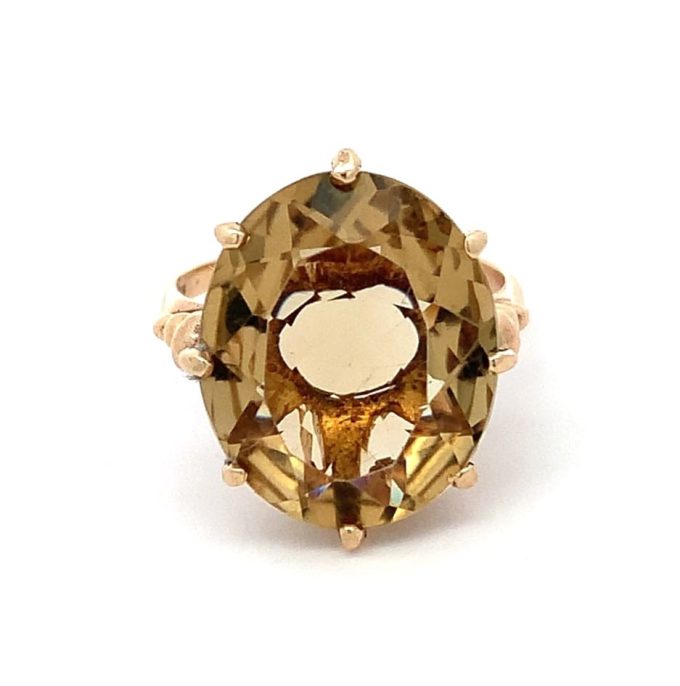 Vintage Yellow Gold Smoky Quartz Ring