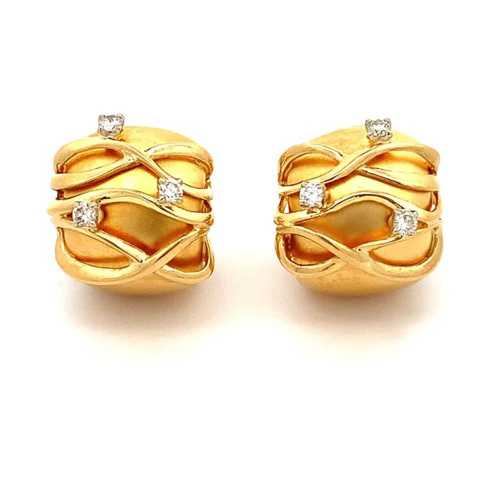 Charles Garnier Diamond Set Gold Earrings