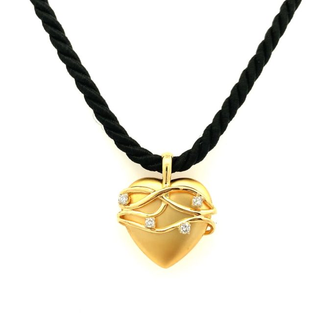 Charles Garnier 18ct Gold & Diamond Heart Necklace
