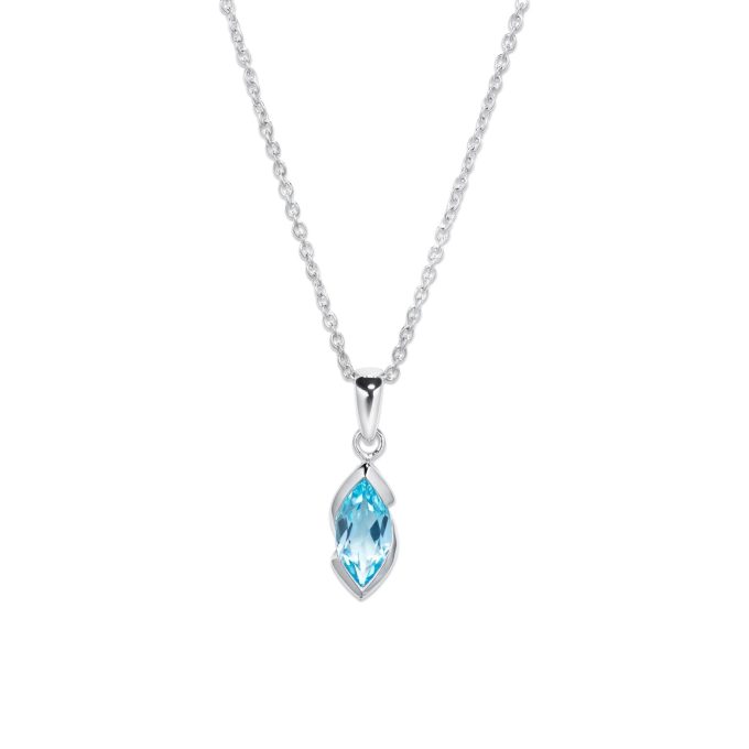 Unique Silver Marquise Blue Topaz Necklace