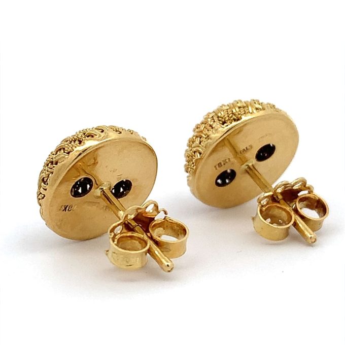 18ct Gold Basket Weave Stud Earrings - Image 2