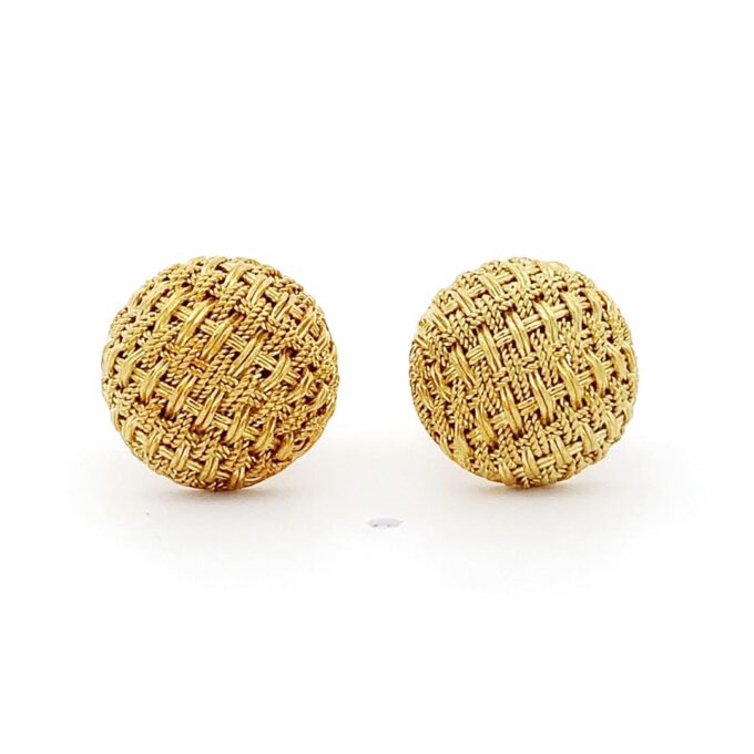 18ct Gold Basket Weave Stud Earrings