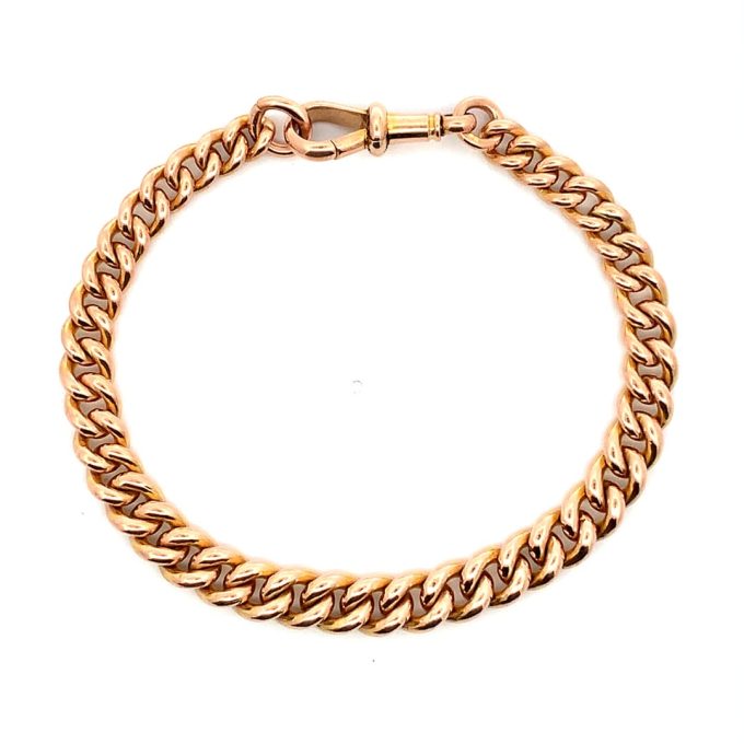 Antique Rose Gold Graduated Curb Bracelet - Image 2