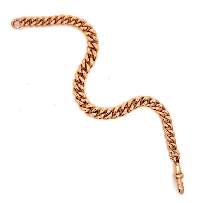 Antique Rose Gold Graduated Curb Bracelet - Image 3