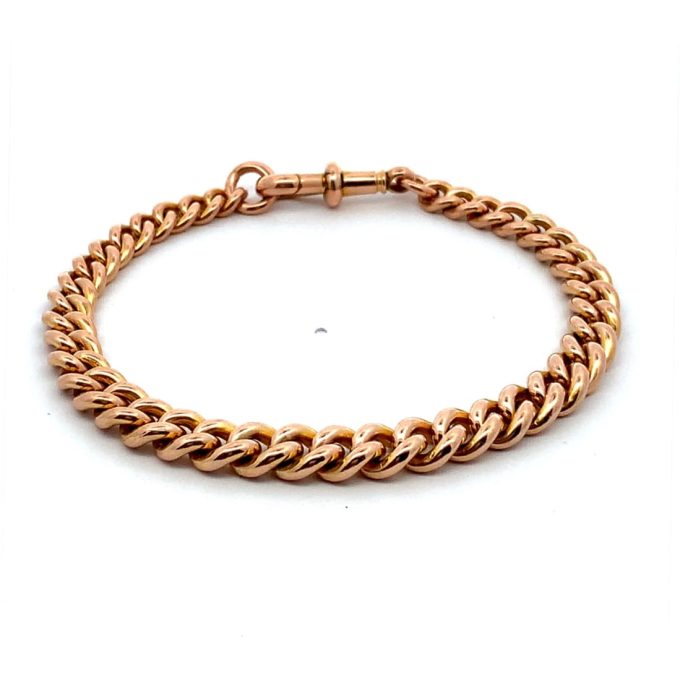 Antique Rose Gold Graduated Curb Bracelet