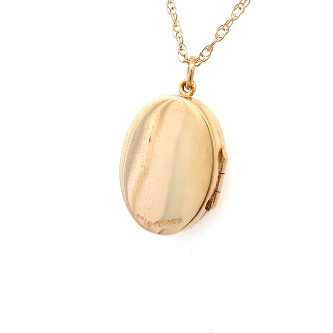 Gold Oval Engraved Locket Necklace - Image 3