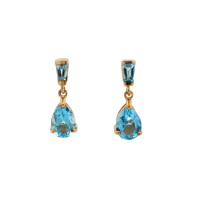 Blue Topaz Gold Drop Earrings