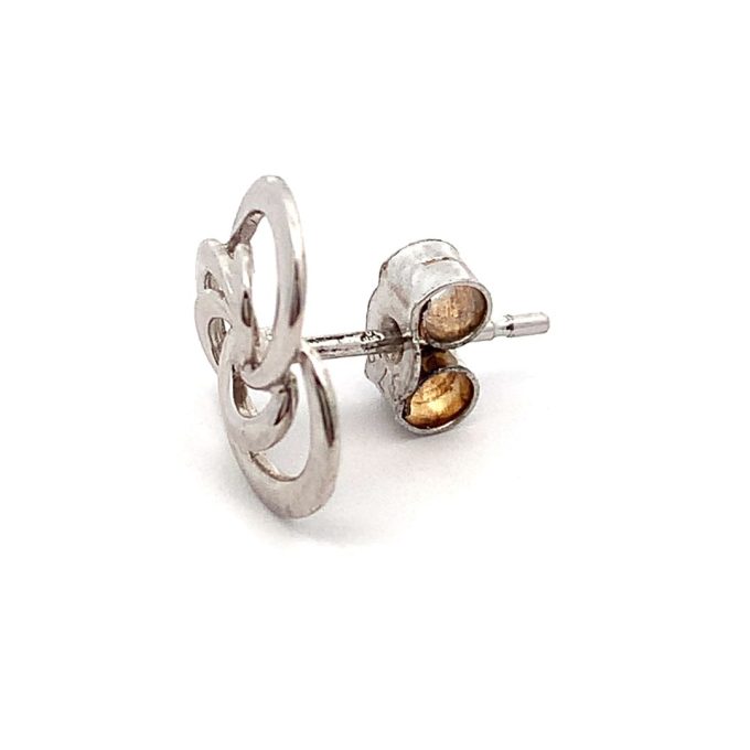 White Gold Swirl Stud Earrings - Image 2