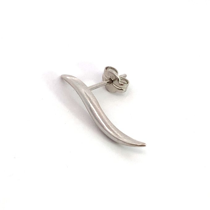 White Gold Wave Stud Earrings - Image 2